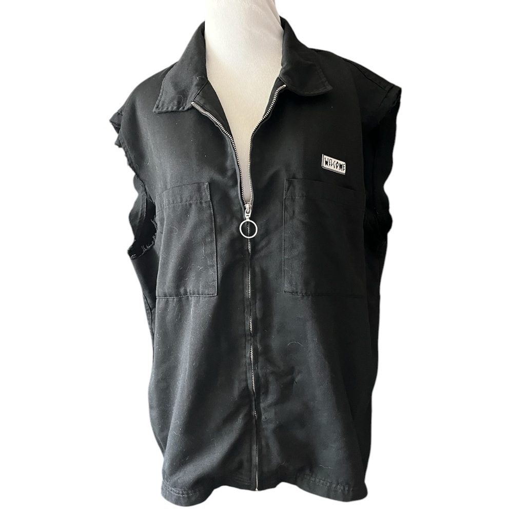 Welcome Men’s Bapholit Black Work Shirt L Goth Skater Punk ripped off sleeves